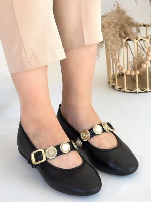 Atnis Siyah Cilt Babet Ayakkabı (Numara: 37)