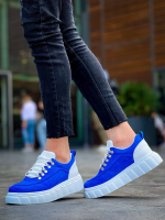 Kb-X10 Kuback Sax Süet Beyaz Yüksek Taban Günlük Spor Ayakkabı Mavi (Numara: 44) - Görsel 5