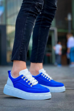 Kb-X10 Kuback Sax Süet Beyaz Yüksek Taban Günlük Spor Ayakkabı Mavi (Numara: 40) - Görsel 2