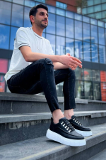 Kb-X10 Kuback Siyah Cilt Beyaz Yüksek Taban Günlük Spor Ayakkabı (Numara: 42) - Görsel 6