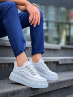 Kb-X10 Kuback Beyaz Cilt Beyaz Yüksek Taban Günlük Spor Ayakkabı (Numara: 44)