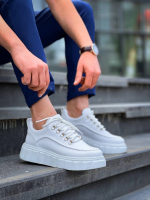 Kb-X10 Kuback Beyaz Cilt  Beyaz Yüksek Taban Günlük Spor Ayakkabı (Numara: 41) - Görsel 4