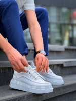 Kb-X10 Kuback Beyaz Cilt Beyaz Yüksek Taban Günlük Spor Ayakkabı (Numara: 40) - Görsel 6