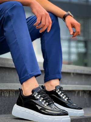 Kb-X10 Kuback Siyah Rugan Beyaz Yüksek Taban Günlük Spor Ayakkabı (Numara: 42)