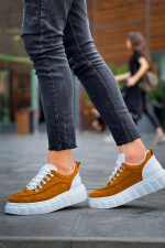 Kb-X10 Kuback Taba Süet Beyaz Yüksek Taban Günlük Spor Ayakkabı (Numara: 42) - Görsel 5