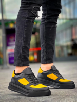 Kb-X8 Kuback Siyah Sarı Cilt Yüksek Taban Günlük Spor Ayakkabı (Numara: 43) - Görsel 3