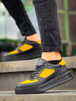 Kb-X8 Kuback Siyah Sarı Cilt Yüksek Taban Günlük Spor Ayakkabı (Numara: 42) - Görsel 4