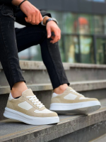 Kb-X8 Kuback Bej Keten Süet Yüksek Taban Günlük Spor Ayakkabı (Numara: 44)