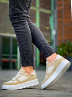 Kb-X8 Kuback Bej Keten Süet Yüksek Taban Günlük Spor Ayakkabı (Numara: 42) - Görsel 2