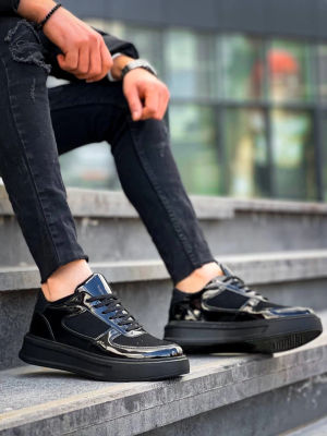 Kb-X8 Kuback Siyah Rugan Yüksek Siyah Taban Günlük Spor Ayakkabı (Numara: 42)