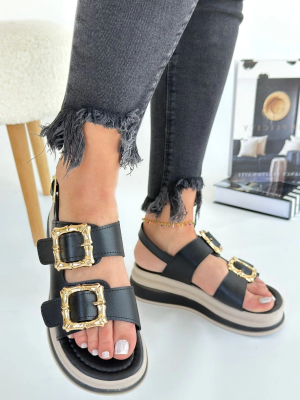 Stan Siyah Cilt Sandalet (Numara: 40)