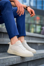 Kb-X204 Kuback Bej Keten Bej Yüksek Taban Günlük Erkek Spor Ayakkabı (Numara: 43)