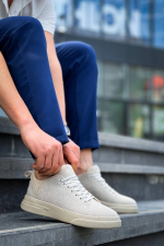 Kb-X204 Kuback Bej Keten Bej Yüksek Taban Günlük Erkek Spor Ayakkabı (Numara: 41) - Görsel 3