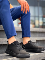 Kb-X204 Kuback Siyah Keten Siyah Yüksek Taban Günlük Erkek Spor Ayakkabı (Numara: 41)