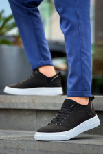 Kb-X204 Kuback Siyah Keten Beyaz Yüksek Taban Günlük Erkek Spor Ayakkabı (Numara: 44) - Görsel 6