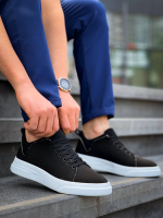 Kb-X204 Kuback Siyah Keten Beyaz Yüksek Taban Günlük Erkek Spor Ayakkabı (Numara: 41) - Görsel 5