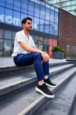 Kb-X204 Kuback Siyah Keten Beyaz Yüksek Taban Günlük Erkek Spor Ayakkabı (Numara: 40) - Görsel 4