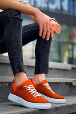 Kb-X204 Kuback Turuncu Keten Beyaz Yüksek Taban Günlük Erkek Spor Ayakkabı (Numara: 42)