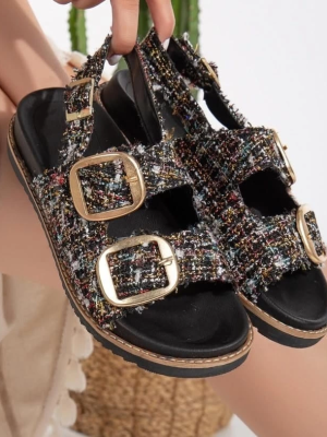 Olira Siyah Simli Kemerli Sandalet (Numara: 38)
