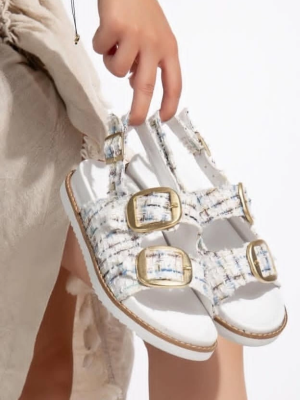 Olira Beyaz Simli Kemerli Sandalet (Numara: 39)