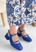 Doran Mavi Cilt Topuklu Ayakkabı (Numara: 37)