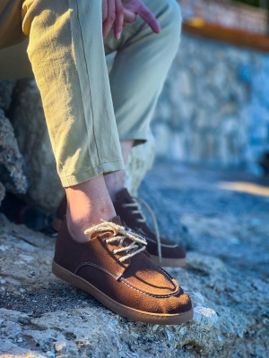 Kb-X5 Kuback Kahve Süet Bağcıklı  Günlük Erkek Ayakkabı (Numara: 43)