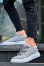 Kb-X204 Kuback Gri Keten Beyaz Yüksek Taban Günlük Erkek Spor Ayakkabı (Numara: 41) - Görsel 2