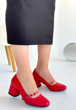 Tino Kırmızı Cilt Topuklu Ayakkabı (Numara: 37)