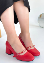 Tino Kırmızı Cilt Topuklu Ayakkabı (Numara: 39) - Görsel 3