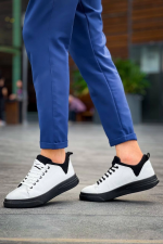 Kb-X204 Kuback Beyaz Siyah Keten Siyah Yüksek Taban Günlük Erkek Spor Ayakkabı (Numara: 42) - Görsel 4