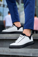 Kb-X204 Kuback Beyaz Siyah Keten Siyah Yüksek Taban Günlük Erkek Spor Ayakkabı (Numara: 41) - Görsel 3