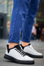 Kb-X204 Kuback Beyaz Siyah Keten Siyah Yüksek Taban Günlük Erkek Spor Ayakkabı (Numara: 40) - Görsel 2