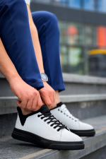 Kb-X204 Kuback Beyaz Siyah Keten Siyah Yüksek Taban Günlük Erkek Spor Ayakkabı (Numara: 40) - Görsel 5