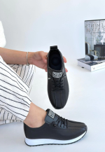 Fiert Siyah Cilt Bağcıklı Spor Ayakkabı (Numara: 37) - Görsel 2