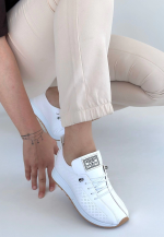 Fiert Beyaz Cilt Bağcıklı Spor Ayakkabı (Numara: 39)