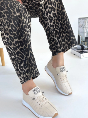 Fiert Bej Cilt Bağcıklı Spor Ayakkabı (Numara: 37)