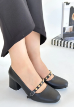 Tino Siyah Cilt Topuklu Ayakkabı (Numara: 36)