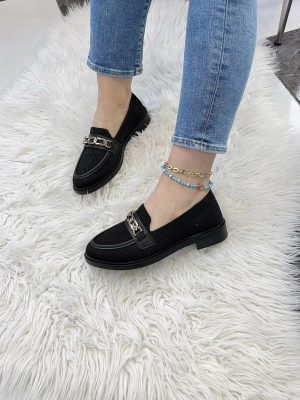 Kb-021 Kuback Siyah Triko Siyah Taban U Toka  Günlük Kadın Ayakkabı Kömür (Numara: 38)