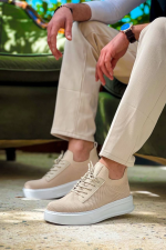 Kb-116 Kuback Bej Bağcıklı Triko Günlük Erkek Ayakkabı (Numara: 41)