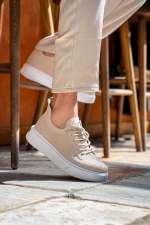 Kb-116 Kuback Bej Bağcıklı Triko Günlük Erkek Ayakkabı (Numara: 41) - Görsel 6