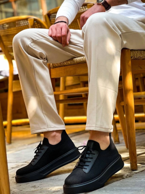 Kb-116 Kuback Siyah Siyah Taban Bağcıklı Triko Günlük Erkek Ayakkabı Kömür (Numara: 42)