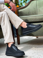 Kb-116 Kuback Siyah Siyah Taban Bağcıklı Triko Günlük Erkek Ayakkabı Kömür (Numara: 42) - Görsel 5