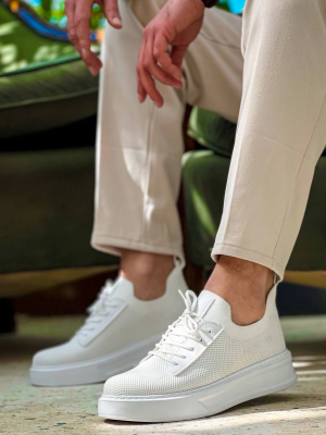 Kb-116 Kuback Beyaz Bağcıklı Triko Günlük Erkek Ayakkabı (Numara: 41)