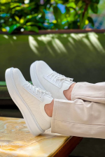 Kb-116 Kuback Beyaz Bağcıklı Triko Günlük Erkek Ayakkabı (Numara: 41) - Görsel 3