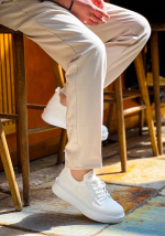 Kb-116 Kuback Beyaz Bağcıklı Triko Günlük Erkek Ayakkabı (Numara: 41) - Görsel 5