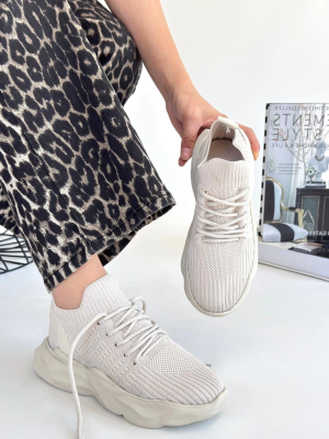 Henta Bej Triko Bağcıklı Spor Ayakkabı (Numara: 38)