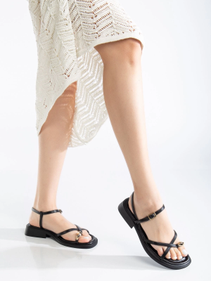 Nordi Siyah Cilt Kemerli Sandalet (Numara: 39)