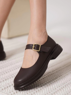 Yokox Kahverengi Cilt Oxford Ayakkabı (Numara: 39)