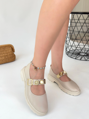 Okira Bej Cilt Oxford Ayakkabı (Numara: 40)