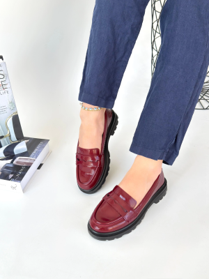 Narli Bordo Rugan Oxford Ayakkabı (Numara: 36)